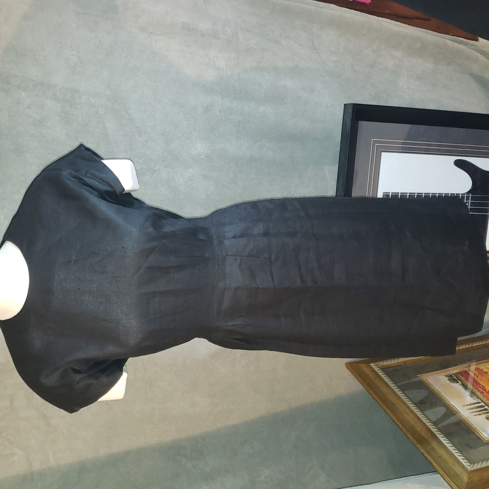 Liz Claiborne Black Sheath Midi Dress with Cap Dolman Sleeves Size 4